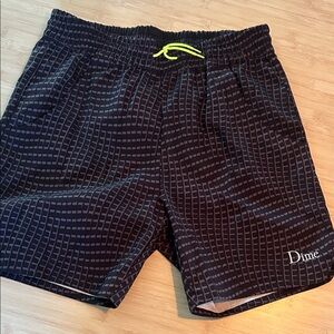 Dime Men’s Black Athletic Shorts with Neon Drawcord